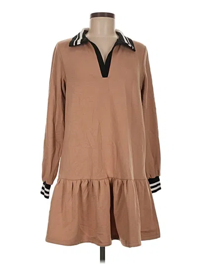 Pre-owned Mary Square Casual Dress In Tan