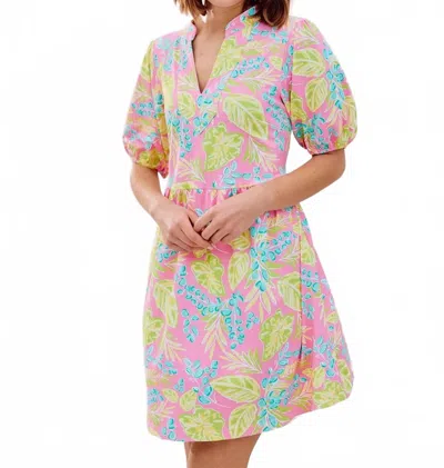Mary Square Catalina Vine Time Dress In Hot Pink In Multi