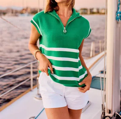Mary Square Celia Sweater In Green Stripe