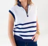 Mary Square Celia Sweater In White Stripe