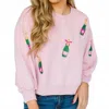Mary Square Champagne Bottle Sweatshirt In Pink In Pink