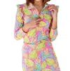 Mary Square Charleston Half Zip Top In Vine Time Hot Pink In Multi