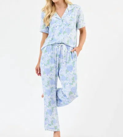 Mary Square Charlotte Pajama Pant Set In Daisy Chain In Blue