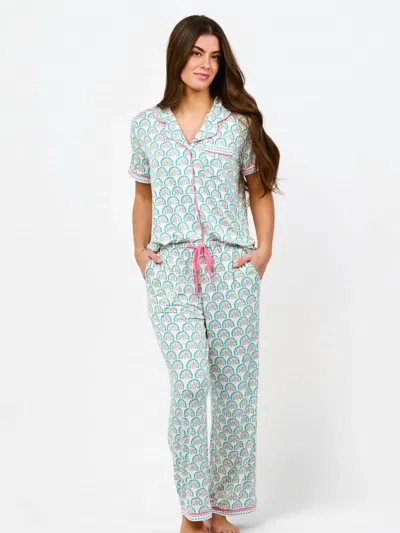 Mary Square Charlotte Pajama Pant Set In Sunshower Flower In Multi