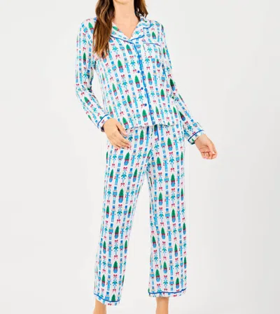 Mary Square Charlotte Pajama Set In Merry Marchers In Blue
