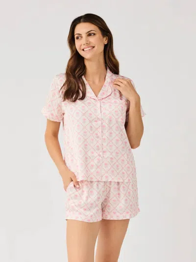 Mary Square Charlotte Satin Shorts Set In Florette Folly Pink