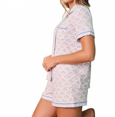 Mary Square Charlotte Short Set In Belle Blooms In White