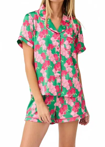 Mary Square Charlotte Short Set In Orchid Riverie Green In Multi