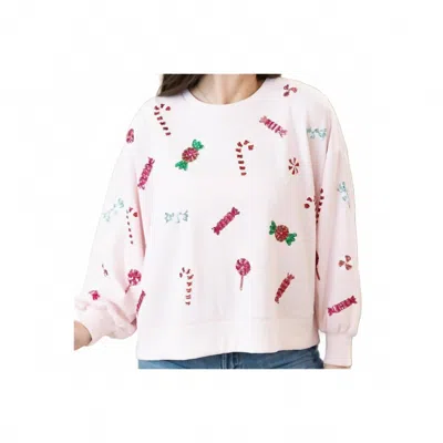 Mary Square Christmas Treats Sweatshirt In Pink Multi