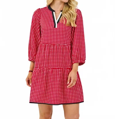Mary Square Cooper Mini Dress In Gingham Red And Black In Multi
