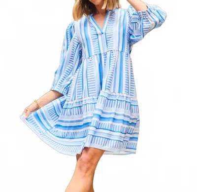 Mary Square Cooper Tiered Dress In Simply Striped Blue