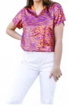 Mary Square Diane Sequin Gameday Top In Orange & Purple