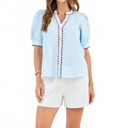 Mary Square Elaine Blouse In Blue/red In Multi