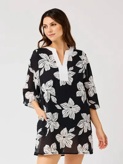 Mary Square Elizabeth Beach Dress In Lagoon Bloom In Multi