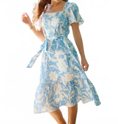 MARY SQUARE EMERY DRESS IN BLUE AND WHITE FLORAL