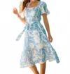 Mary Square Emery Dress In Blue And White Floral In Blue