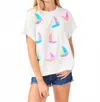 Mary Square Emily Short Sleeve Top In Sail Away In White