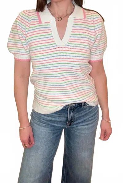 Mary Square Emma Sweater In White Multi