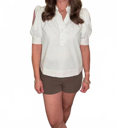 Mary Square Emmie Puffed Sleeve Top In Ivory In Animal Print