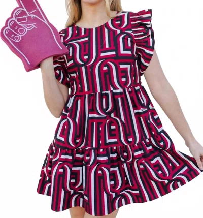 Mary Square Everly Mini Dress In Red Multi