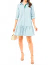 Mary Square Fiona Button-up Mini Dress In Simple Stripe In Blue