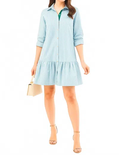 MARY SQUARE FIONA BUTTON-UP MINI DRESS IN SIMPLE STRIPE