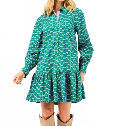 Mary Square Fiona Honey Vines Dress In Green