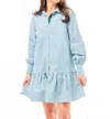 Mary Square Fiona Mini Dress In Simple Blue Stripe Green In Blue
