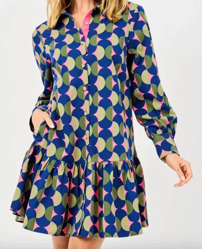 Mary Square Fiona Pops Dress In Multi In Blue