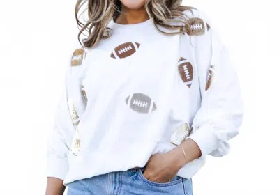 Mary Square Football Millie Sweatshirt In White/gold