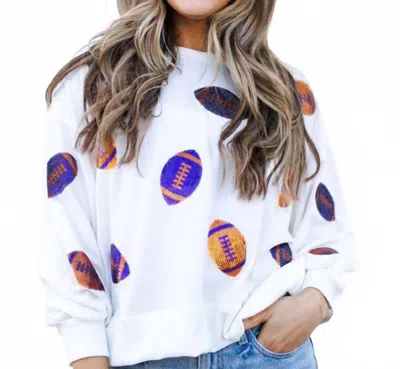 Mary Square Footballs Millie Sweatshirt In Orange & Purple In White