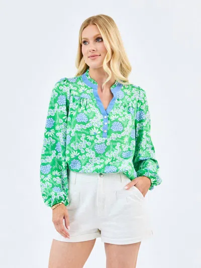 Mary Square Gianna Long Sleeves Top In Daisy Chain Green
