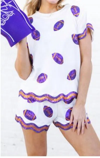 Mary Square Ginny Sequin Set In Orange & Purple In Multi
