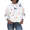 Mary Square Halloween Sequin Sweatshirt In White