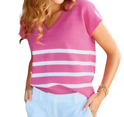 Mary Square Hannah Sweater In Pink Stripe