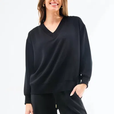 Mary Square Hazel V-neck Top In Black