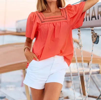 Mary Square Heidi Blouse In Coral In Pink