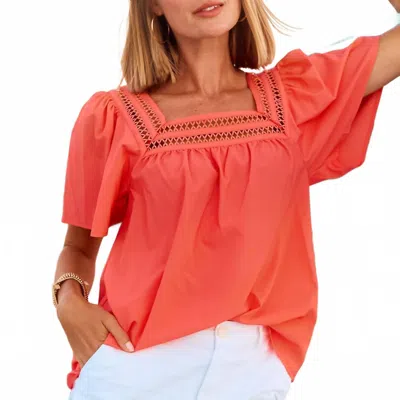 Mary Square Heidi Square Neck Top In Coral In Red