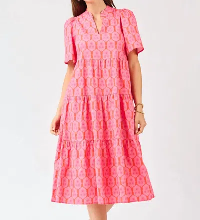 Mary Square Ivy Midi Dress In Rosette Charm Pink