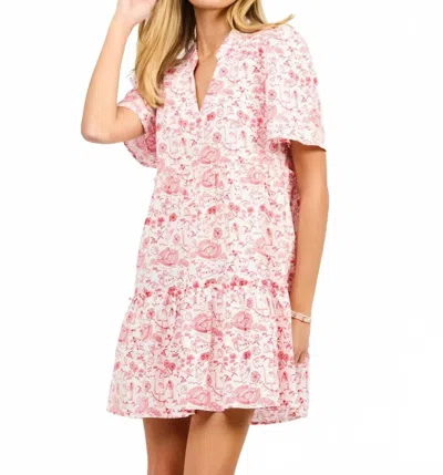 Mary Square Ivy Mini Dress In Team Toile Red In Multi