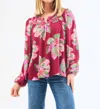 Mary Square Janelle Top In Center Stage Floral In Pink