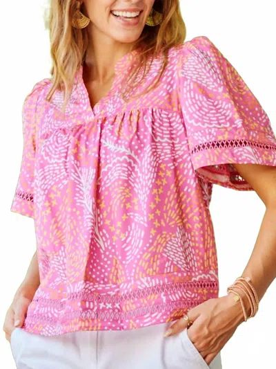 MARY SQUARE JASMINE SHORT SLEEVE TOP IN MANGO MOSAIC PINK