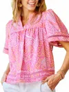 Mary Square Jasmine Top In Mango Mosaic Pink In Pink