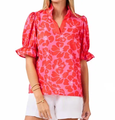 Mary Square Jessica Garden Samba Top In Pink In White