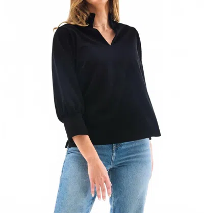 Mary Square Jocelyn 3/4 Sleeves Top In Black