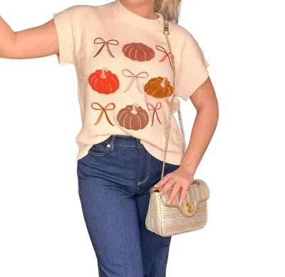 Mary Square Josie Crew Neck Sweater In Pumpkin Rows In Multi