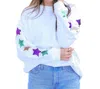 MARY SQUARE JULES MARDI GRAS STARS SWEATSHIRT IN WHITE