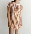 Mary Square Julia Dress In Orange/white In Multi