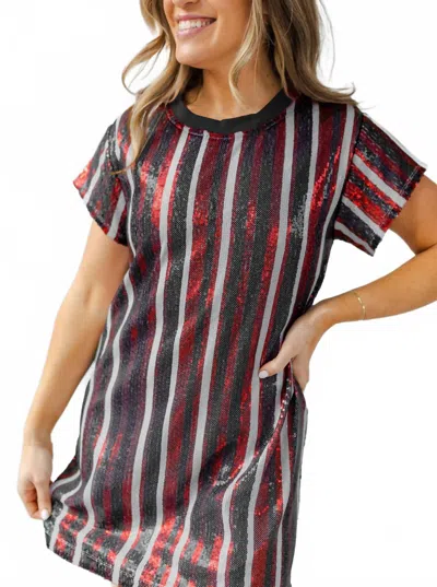 Mary Square Julia Mini Dress In Garnet & Black In Multi