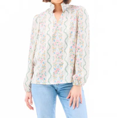 Mary Square Kayla Ivy Lane Long Sleeve Top In Ivory In Multi